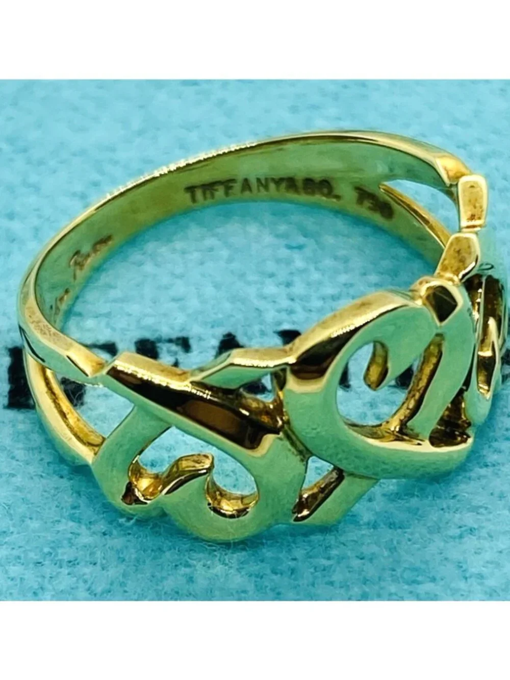 Tiffany & Co Triple Loving Heart Ring 18K 750 Yellow Gold US 4.5